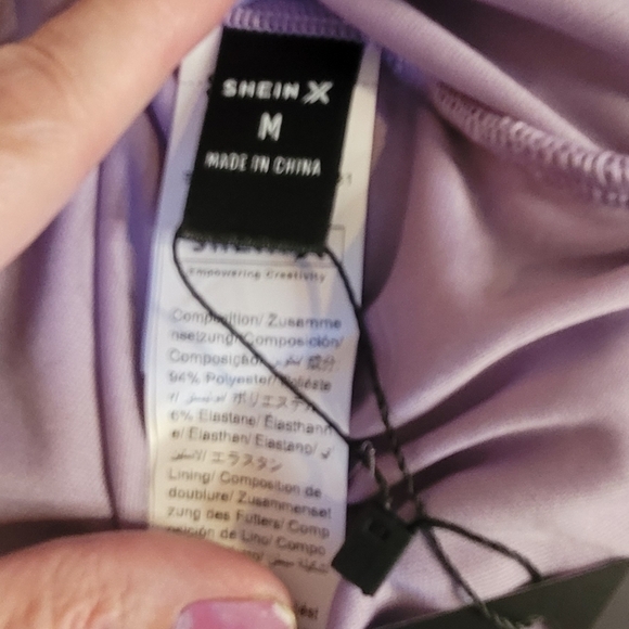 SHEIN X, purple and black ruched tank top w/ruffle ties. NWT. Size Medium. - Picture 5 of 7
